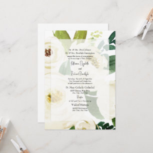 Elegant White Rose Watercolor Wedding IIInvitation Invitation