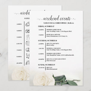 Elegant White Rose Wedding Events & Timeline Programme