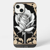 Elegant White Rose with Ornate Gold Frame