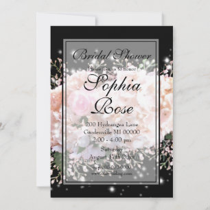 Elegant white roses babies breath bridal shower invitation