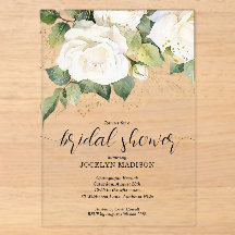 Elegant White Roses Bridal Shower Acrylic