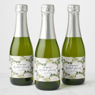 Elegant White Roses Bridal Shower Sparkling Wine Label