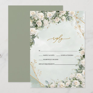 Elegant White Roses Frame Wedding Invitation