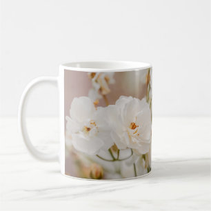 Elegant White Roses Photo With Custom Name Coffee Mug