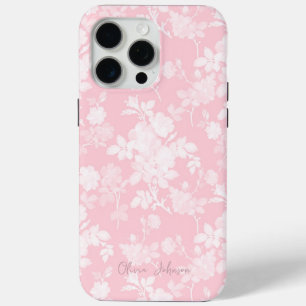 Elegant White Roses Pink Floral iPhone 15 Pro Max Case