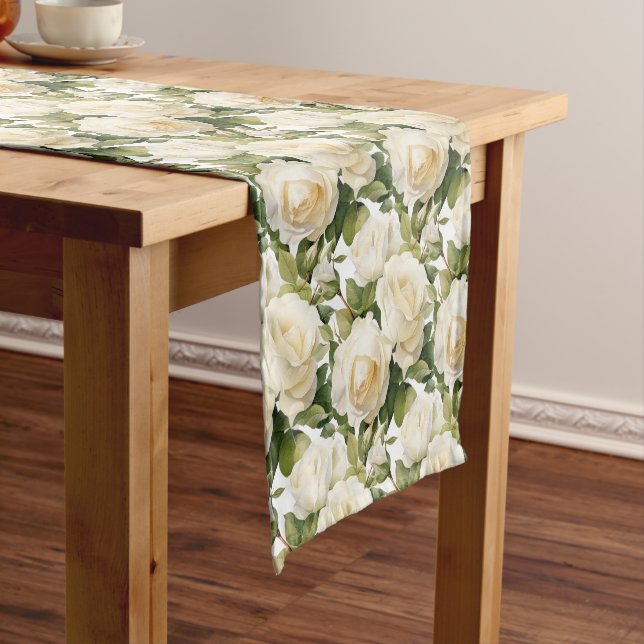 Elegant White Roses Table Runner (In Situ)