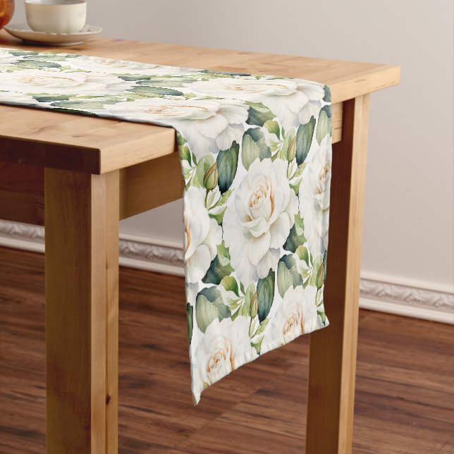 Elegant White Roses Table Runner (In Situ)