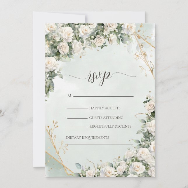 Elegant White Roses Wedding  Invitation (Front)
