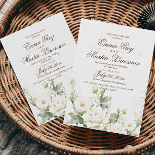 Elegant White Roses Wedding  Invitation