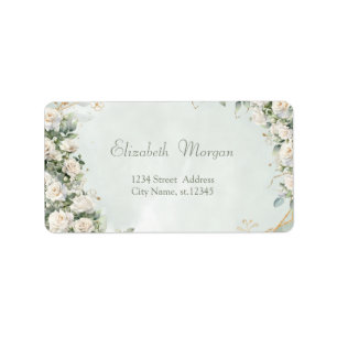 Elegant White Roses Wedding Label