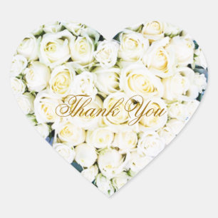 Elegant white roses Wedding Thank You  Sticker