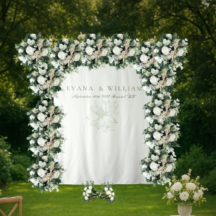 Elegant White Sage Green Backdrops banner Tapestry
