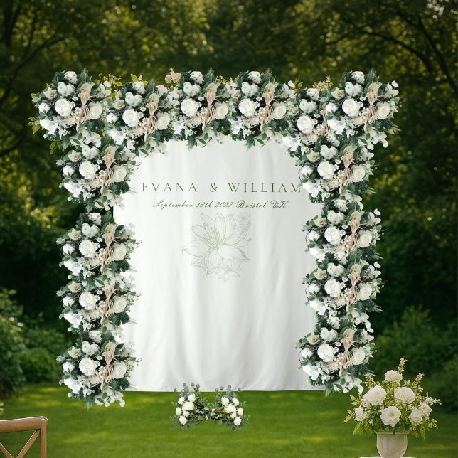 Elegant White Sage Green Backdrops banner Tapestry (Creator Uploaded)