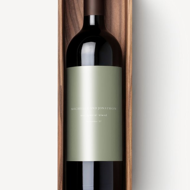 Elegant White Sage Green Modern Wedding Wine Label (Creator Uploaded)