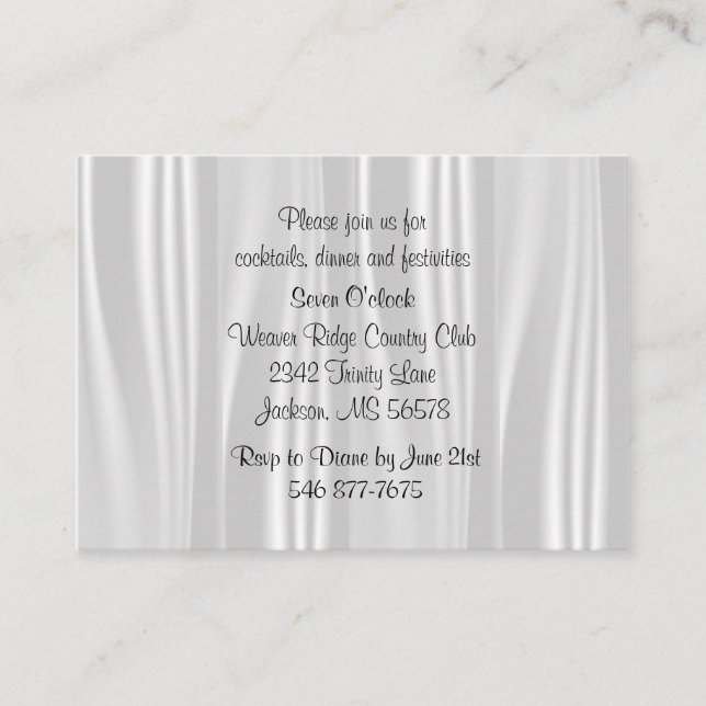 Elegant White Satin Enclosure Card (Front)