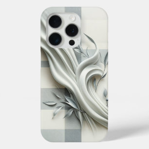 Elegant White Satin Flow Phone Case Grey Botanical