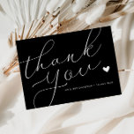 elegant white script black wedding thank you card<br><div class="desc">A modern wedding thank you card with a wonderful white script on black colour.  Add a personal thank you message to your guests.</div>