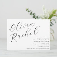 Elegant White Script Calligraphy Bat Mitzvah