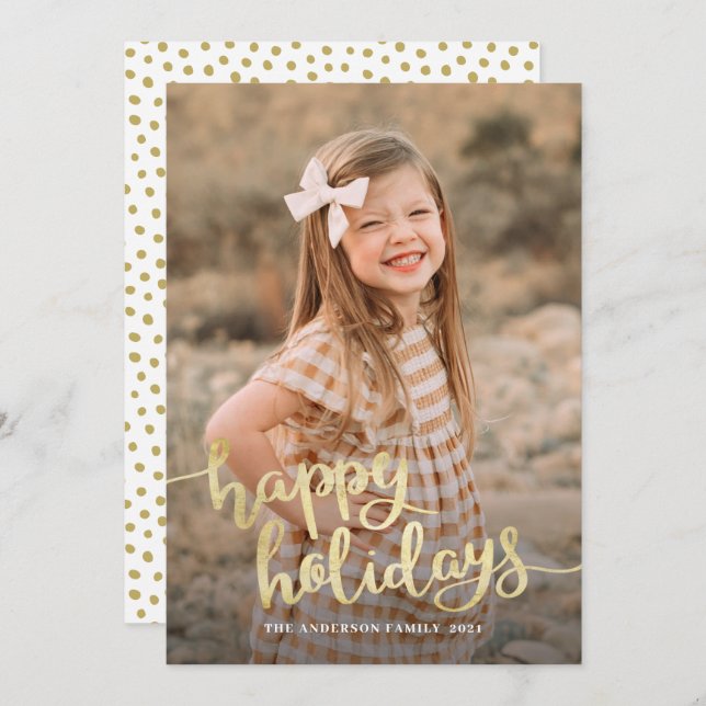 Elegant White Script Calligraphy Happy  Holiday Ca (Front/Back)