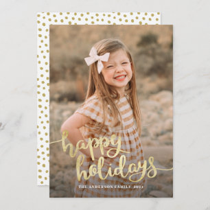 Elegant White Script Calligraphy Happy  Holiday Ca