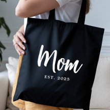 Elegant White Script Established New Mum