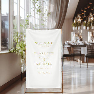 Elegant, white, script font "Welcome" wedding Banner
