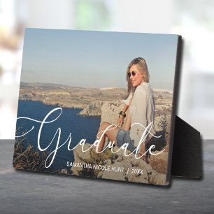 Elegant White Script Graduate Plaque