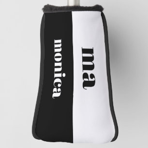 Elegant &white script monogram initial golf head cover