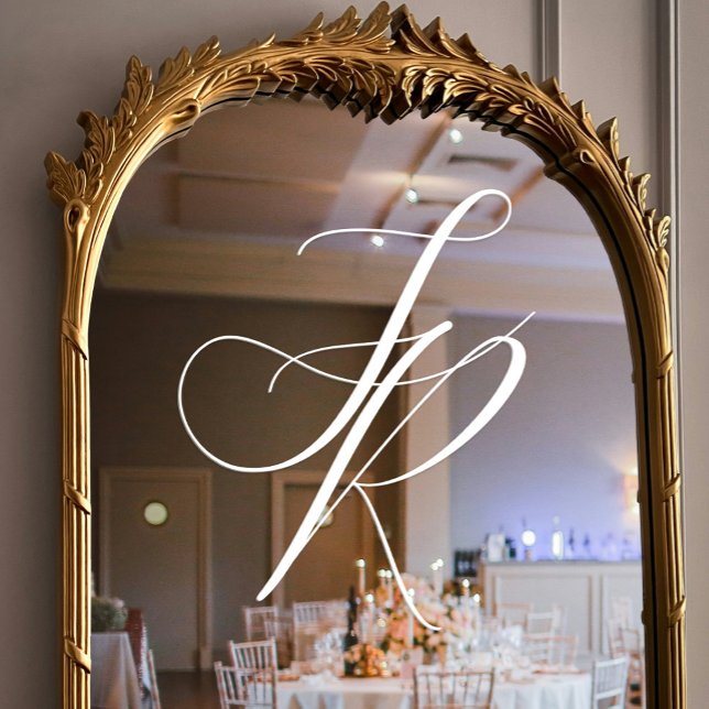 Elegant White Script Monogram Wedding (Elegant White Script Monogram Wedding Window Cling)