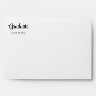 Elegant White Script Return Address Math Graduate Envelope