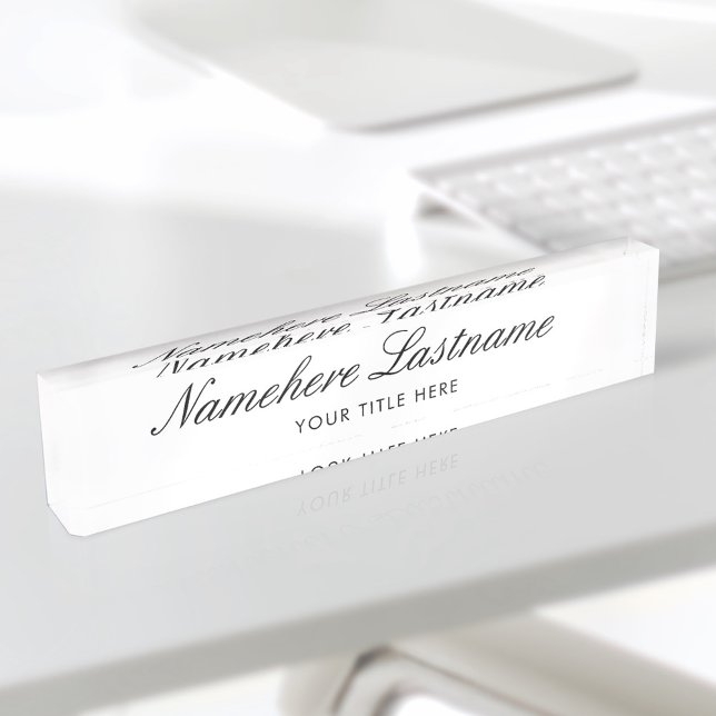 Elegant White Script Simple Minimalist Modern Nameplate (Creator Uploaded)