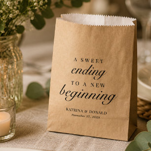 Elegant White Script Sweet Ending Favour Bags