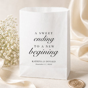 Elegant White Script Sweet Ending Favour Bags