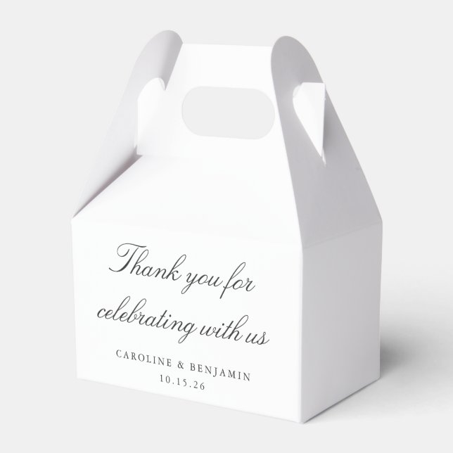 Elegant White Script Wedding Custom Thank You  Favour Box (Front Side)