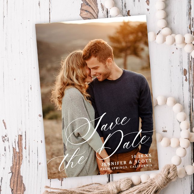 Elegant White Script | Wedding Save The Date (Creator Uploaded)