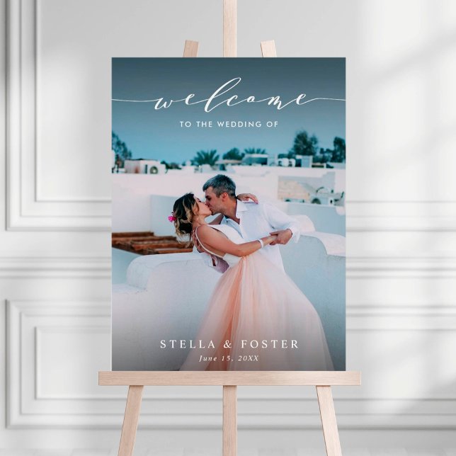 Elegant White Script Wedding Welcome Sign (Creator Uploaded)