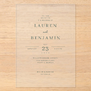 Elegant White Serif Wedding Invitation