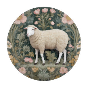 Elegant White Sheep William Morris Inspired Cutting Board