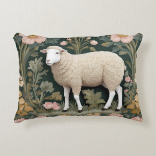 Elegant White Sheep William Morris Inspired Decorative Cushion