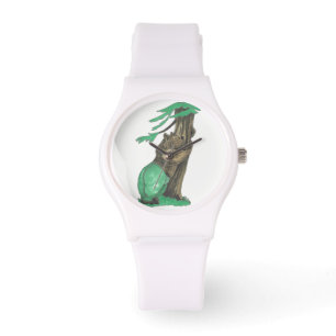 Elegant White Silicon Adorable Tree Hugger Bear Watch