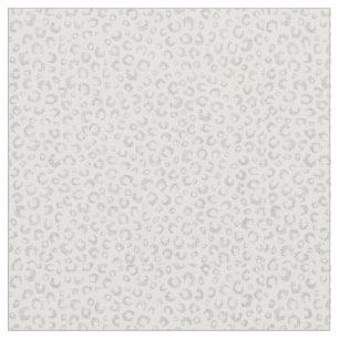 Elegant White Silver Glitter Leopard Animal Print Fabric