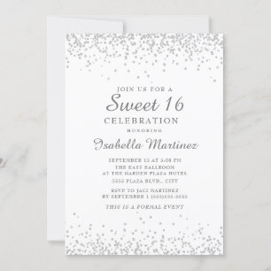 Elegant White Silver Glitter Sweet 16 Invitation