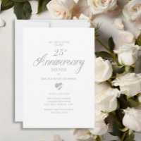 Elegant White Silver Heart 25th Anniversary