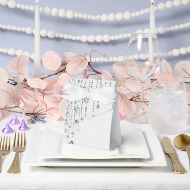 Elegant White & Silver Wedding box favour– Floral  (Wedding)