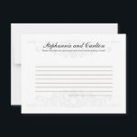 Elegant White/Silver Wedding Writable Advice Card<br><div class="desc">These adorable Writable Advice Cards are perfect addition to any Wedding. Simply hand these cards to your guests, along with fine tip Sharpie pens. Your guests can then write down any advice they have for the new bride and groom. These are printed at a 4.25" x 5.6" size on glossy...</div>