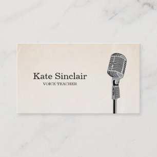 Elegant White Singer Music Voice Teacher Musical Business Card
