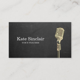 Elegant White Singer Music Voice Teacher Musical Business Card