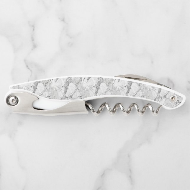 Elegant White Slate Whisper Stream Marble Texture  Corkscrew (Front)