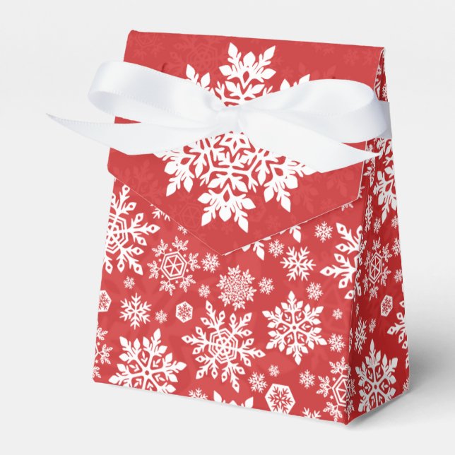 Elegant White Snowflake (Cranberry) Favour Box (Front Side)