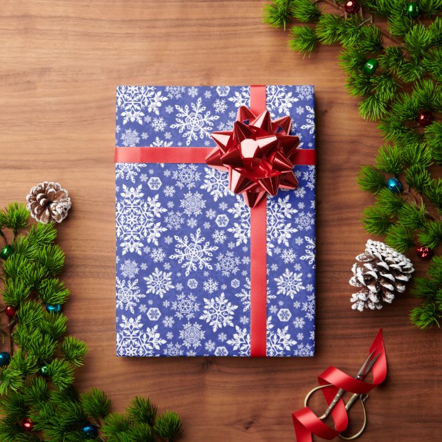Elegant White Snowflake (Midnight) Wrapping Paper (Holiday Gift)